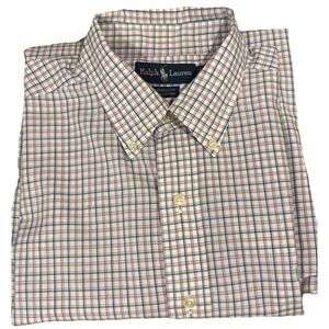 Ralph Lauren Yarmouth White/Blue/Purple Plaid‎ Button Down Shirt Size 16.5 34/35